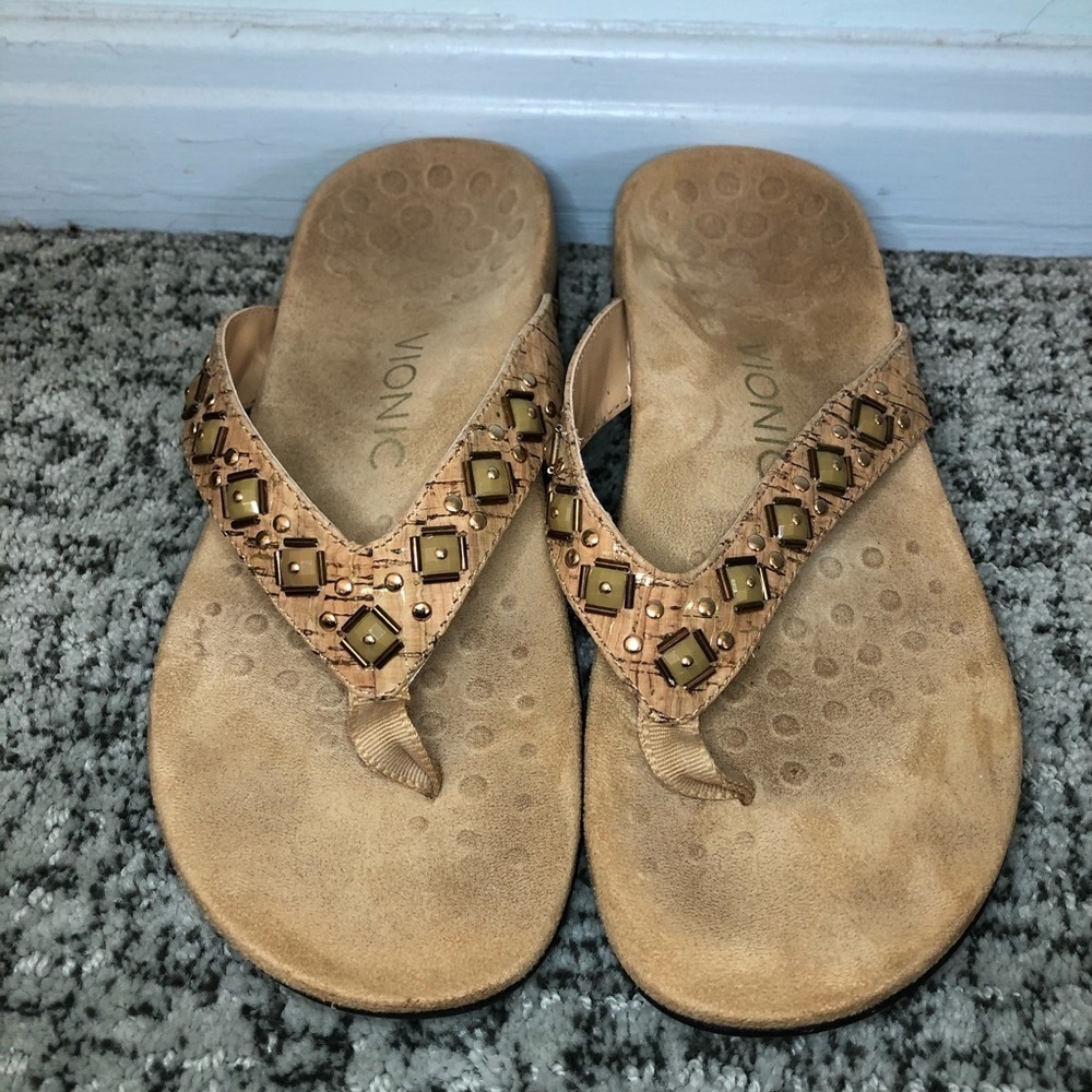 Vionic Tan Cork Mona Flip Flop Sandals Size 6